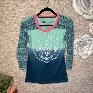 [Society] Boho Aztec 3/4 Sleeve Tee